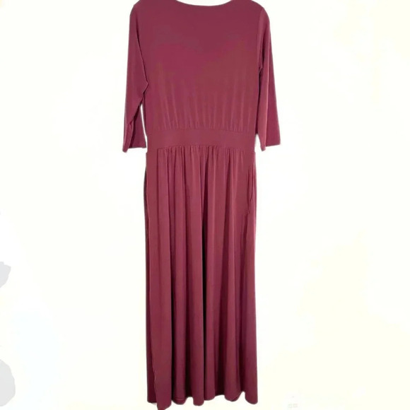 Curations Maxi Dress Size Small Petite Burgundy Wine Crossover Top Long Sleeved - Picture 2 of 9